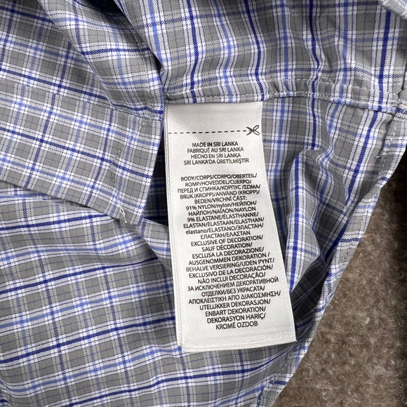 Ralph Lauren Classic Fit Performance Gray Blue Plaid Button Down Shirt Large - Picture 6 of 8
